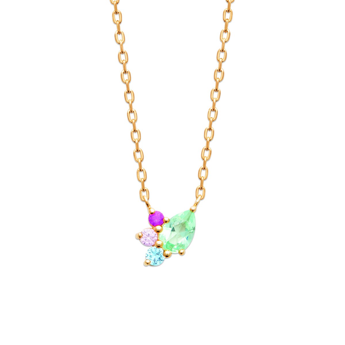 Collier Brillaxis plaqué or oxydes colorés