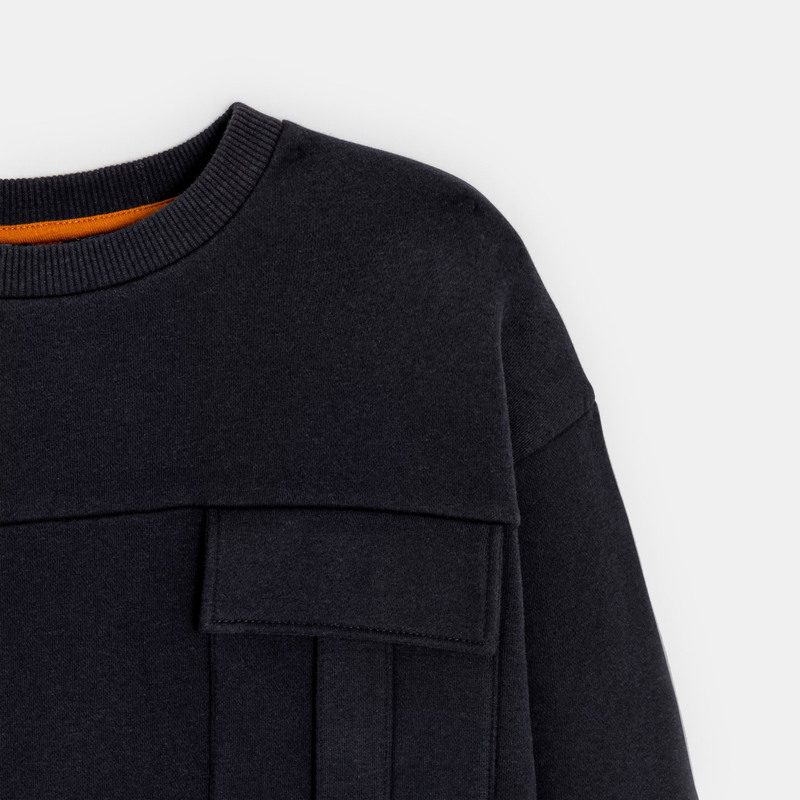 Sweat-shirt uni 1 poche gris garçon