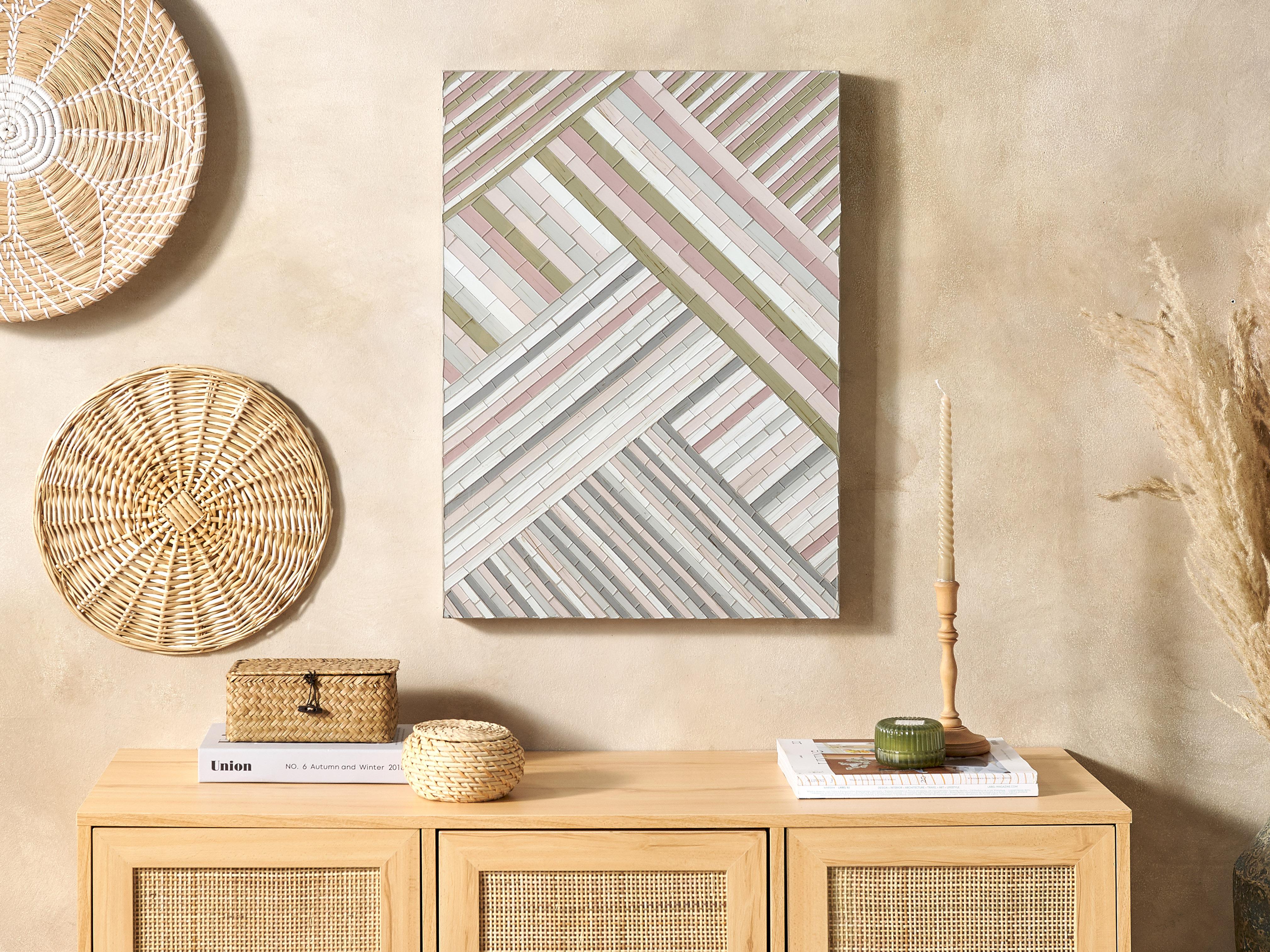 Wanddecoratie TEMBESI Glas 70 cm Meerkleurig