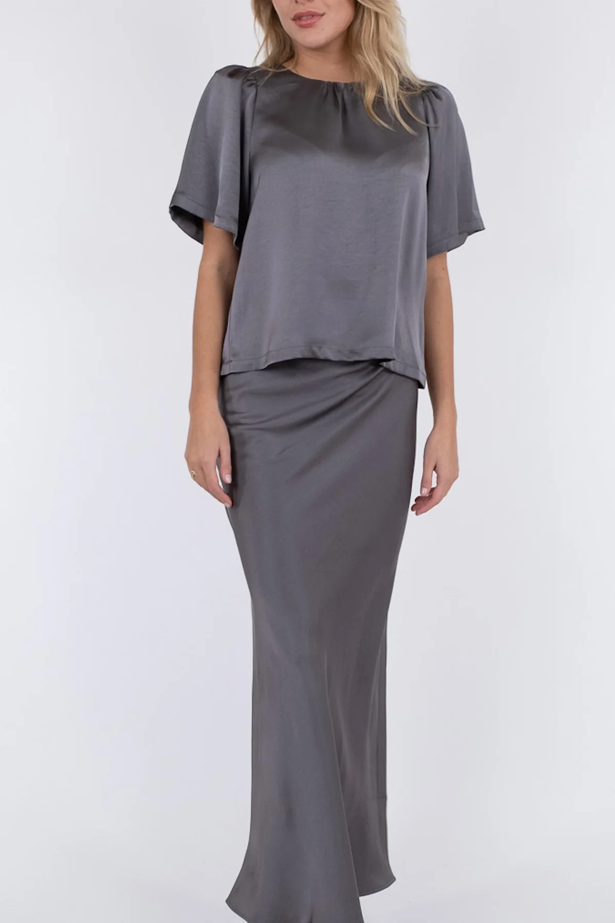 Neo Noir Vicky Heavy Sateen Skirt dark grey