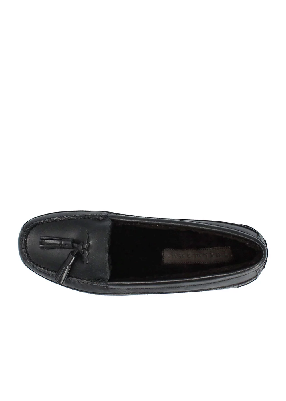 PANTOUFLE FUR TASSEL SLIPPERS CUIR NOIR