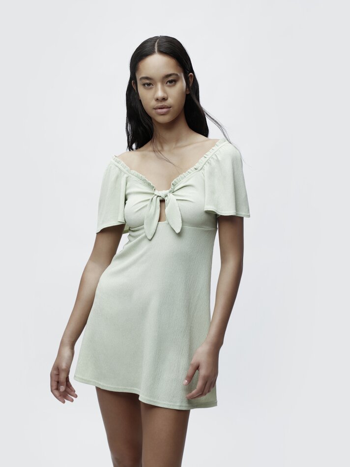 Vestido curto com nó - Verde Musgo