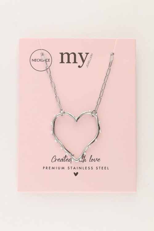 Schakelketting met open hart en parels