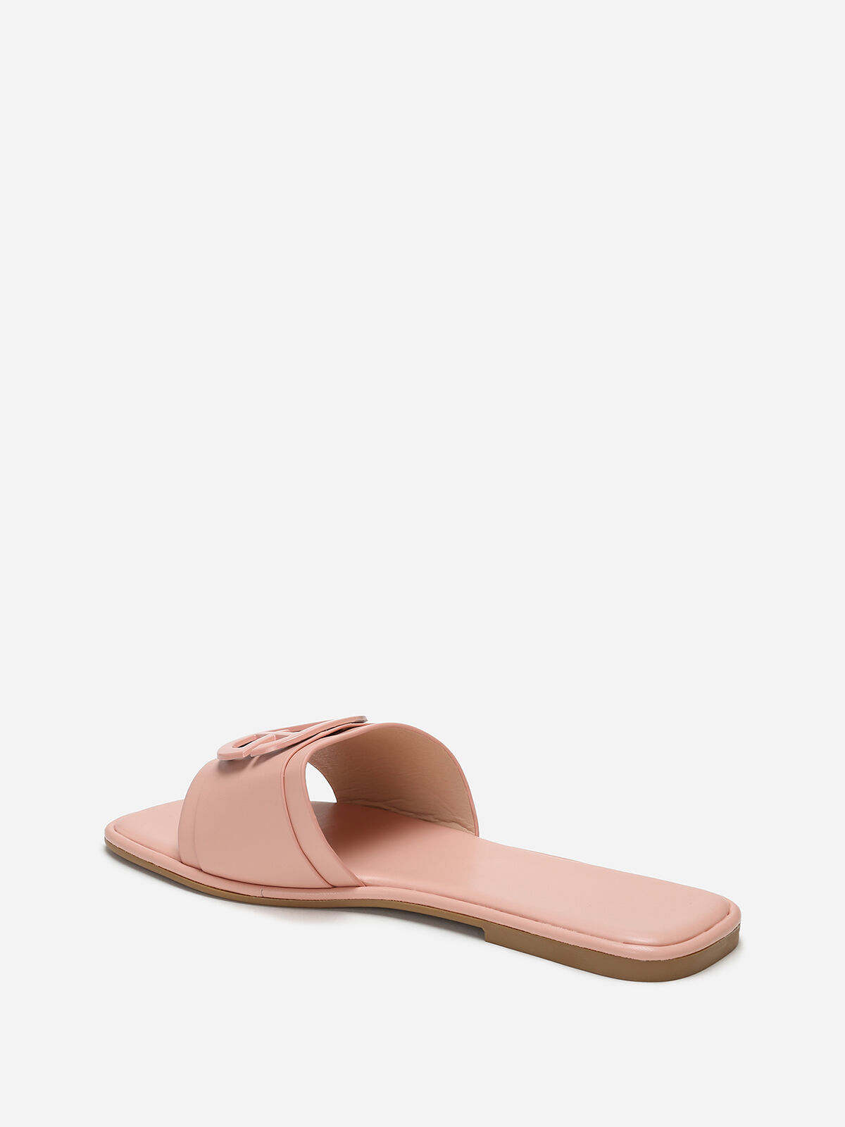 Mules carrées à boucle métallique- Rose
