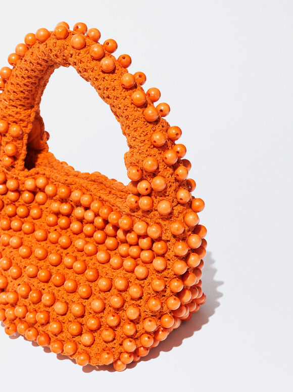 Bolsa com detalhes em joias - Laranja