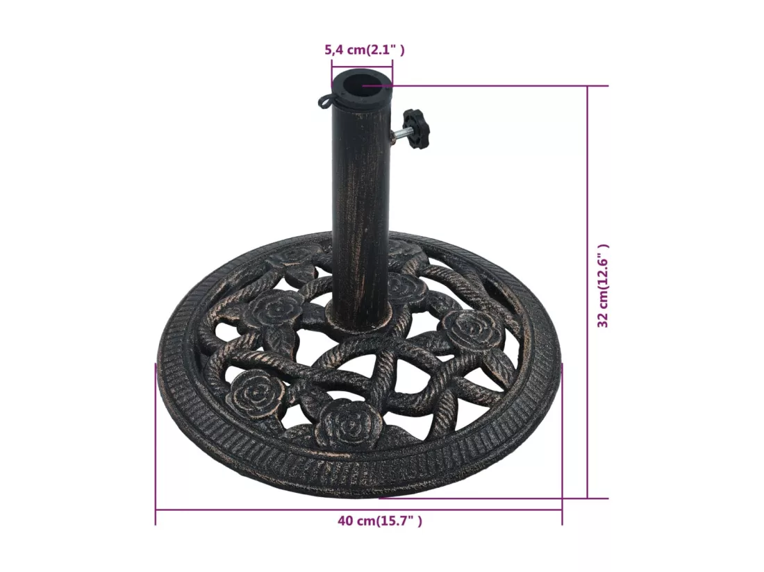 Prolenta Premium - Socle de parasol Noir et bronze 9 kg 40 cm Fonte
