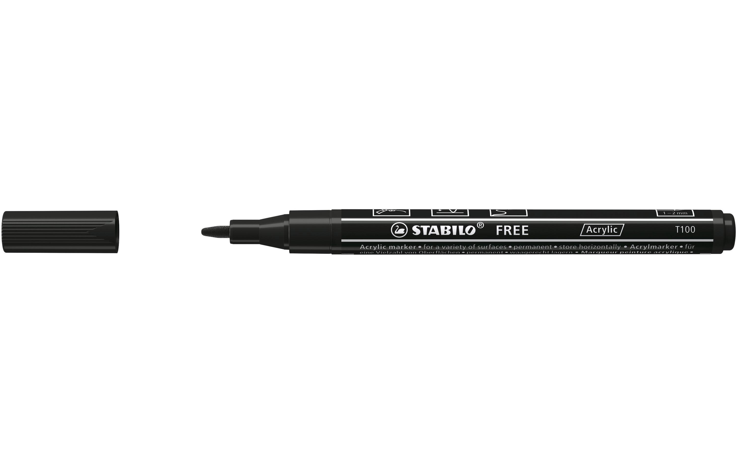 Acrylmarker Free Acrylic T100 SchwarzMarker mit pigmentierter, wasserbasierter Tinte