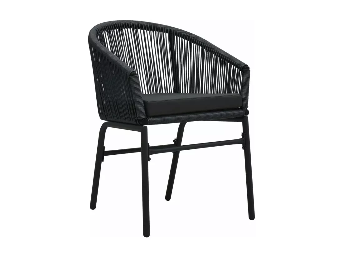 Chaises de jardin 2 pièces Noir Rotin PE