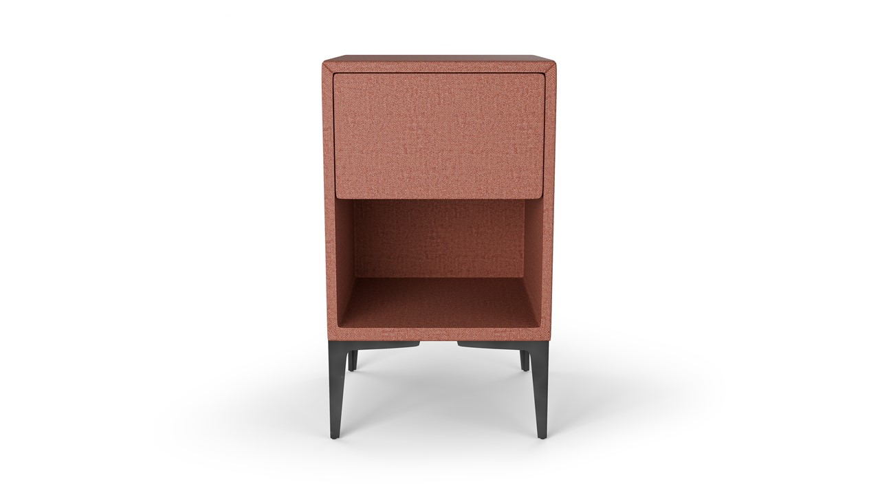 Nachtkast vierkant B Bright met 1 lade en poten terracotta