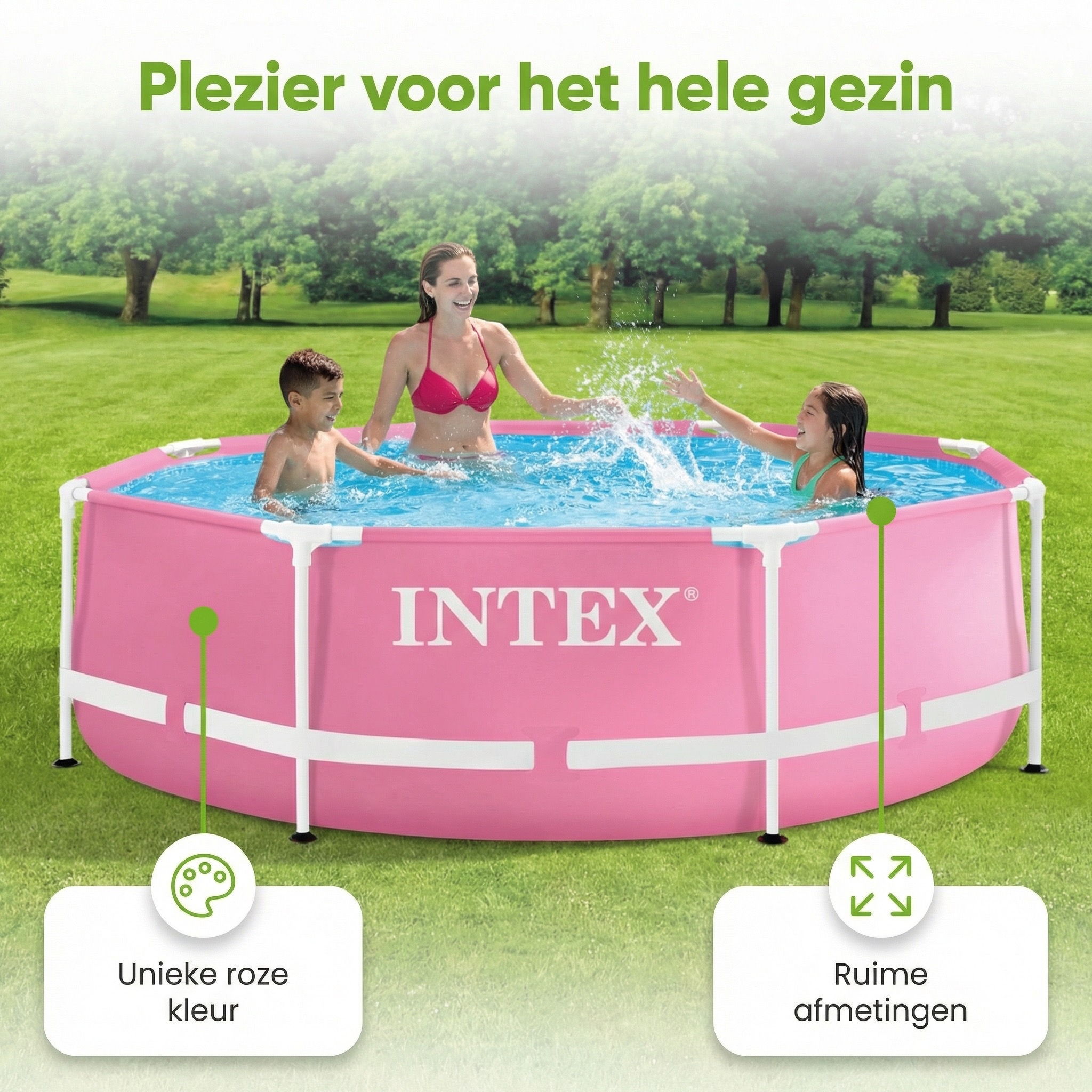 Intex Metal Frame 244x76cm Zwembad - Pink