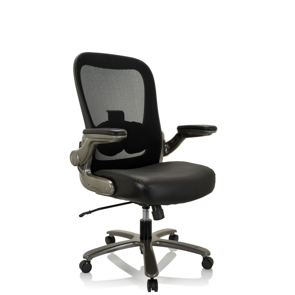 XXL Drehstuhl INSTRUCTOR XXL T I Netzstoff/Leder mit abklappbaren Armlehnen hjh OFFICE