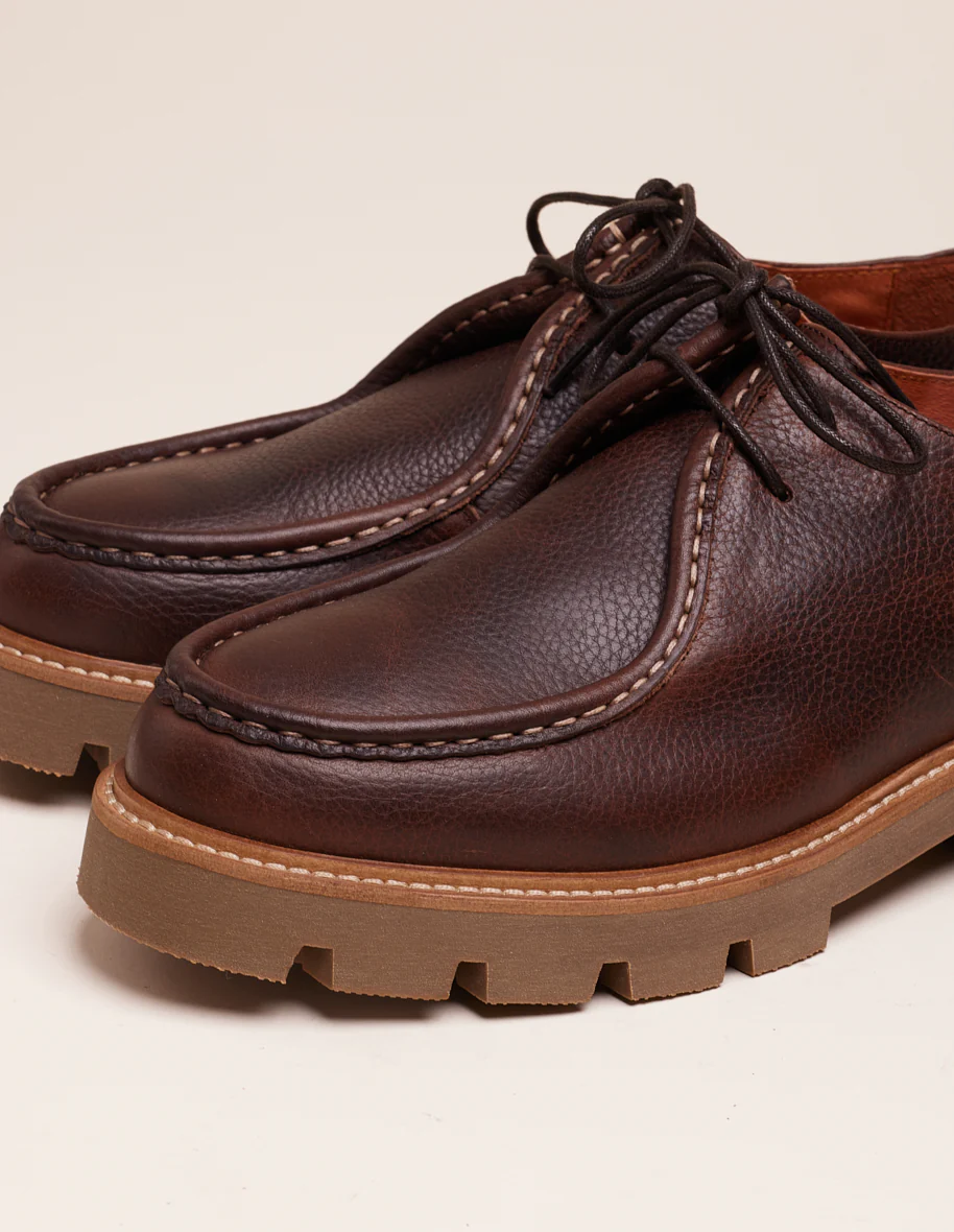 Derbies Gontran - Cuir pull up grainé marron