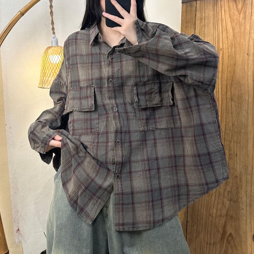 Cotton & Casual - Geruit Oversized Overhemd met Lange Mouwen