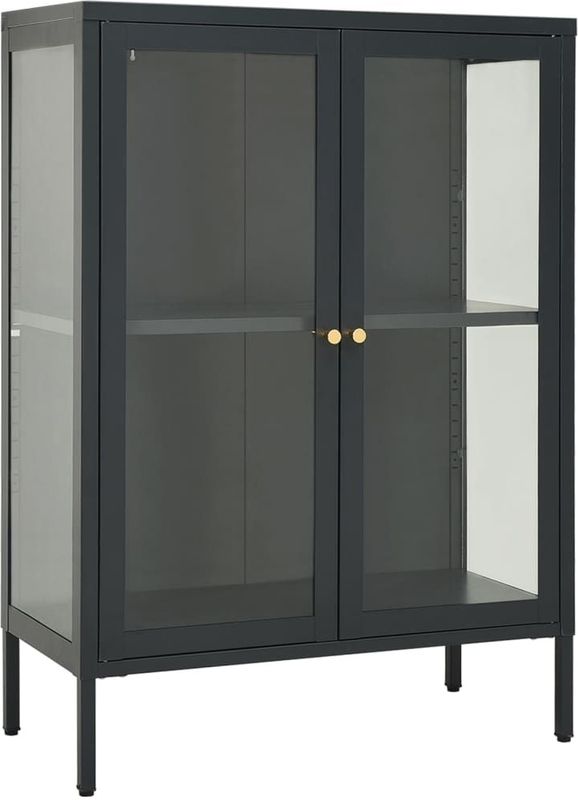 vidaXL Dressoir - Antraciet - Staal en Glas