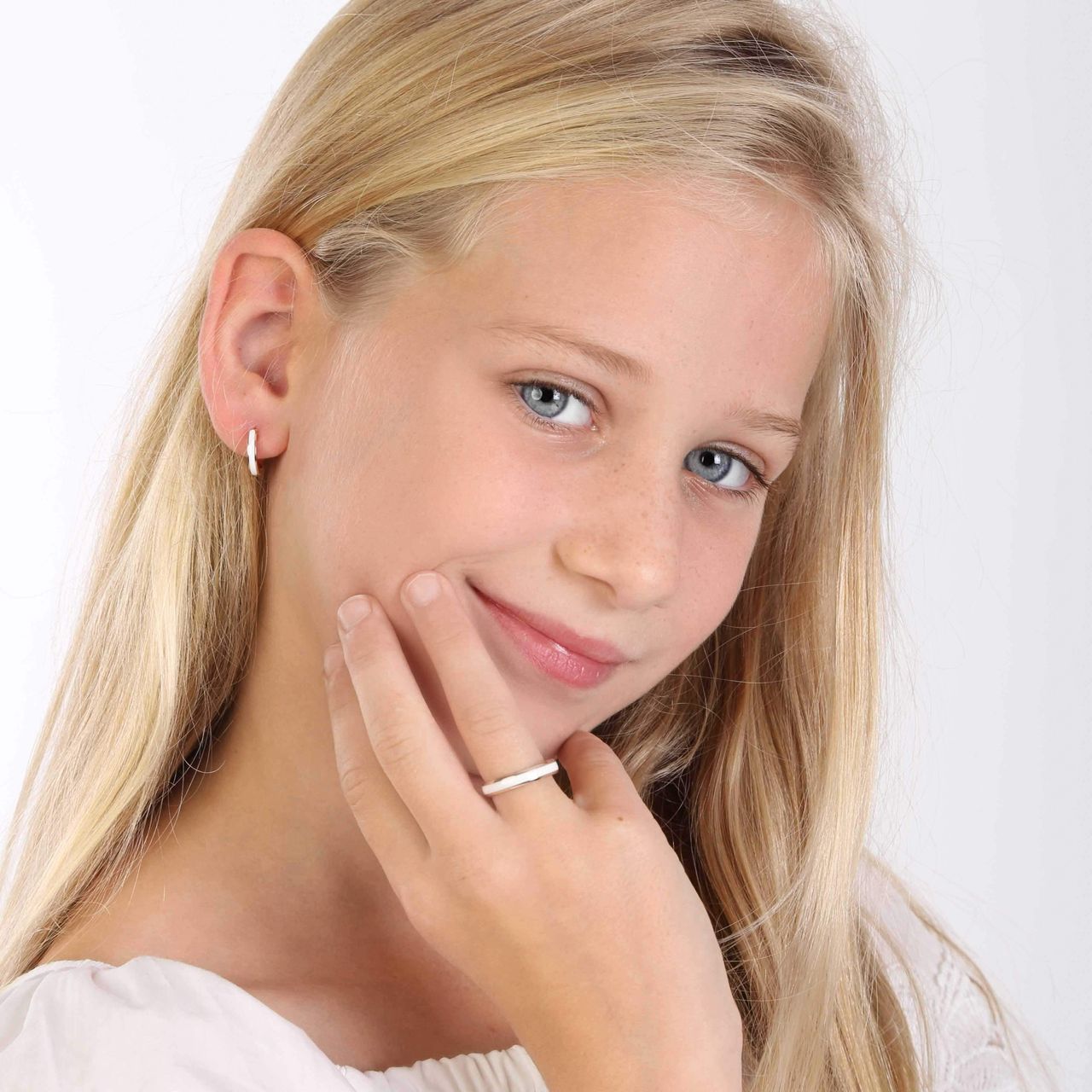 Gerecycled stalen roseplated kinderoorbellen met emaille wit