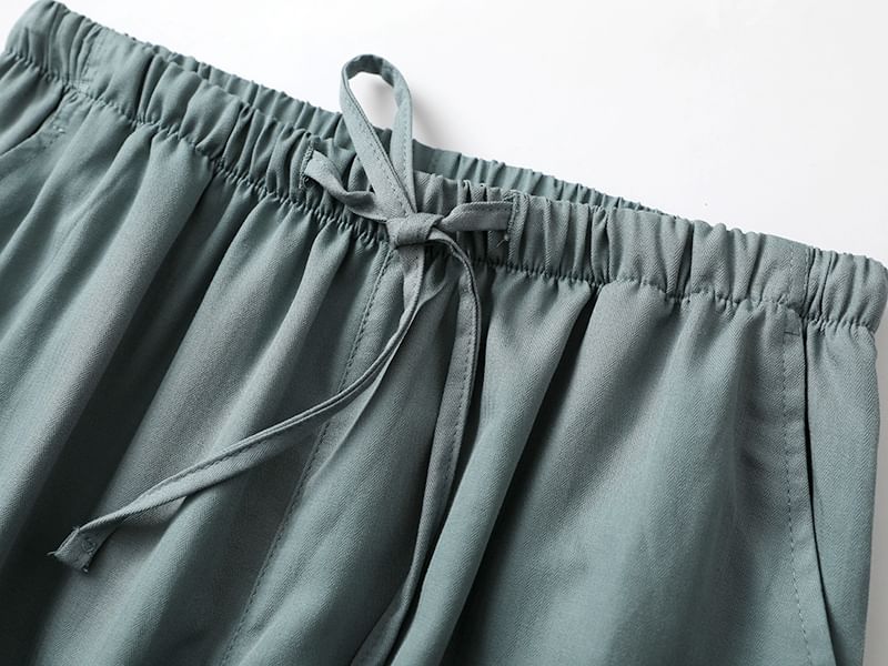 Finlies - Koppel bijpassende pyjamabroek met trekkoord in de taille, effen en recht model (verschillende ontwerpen)