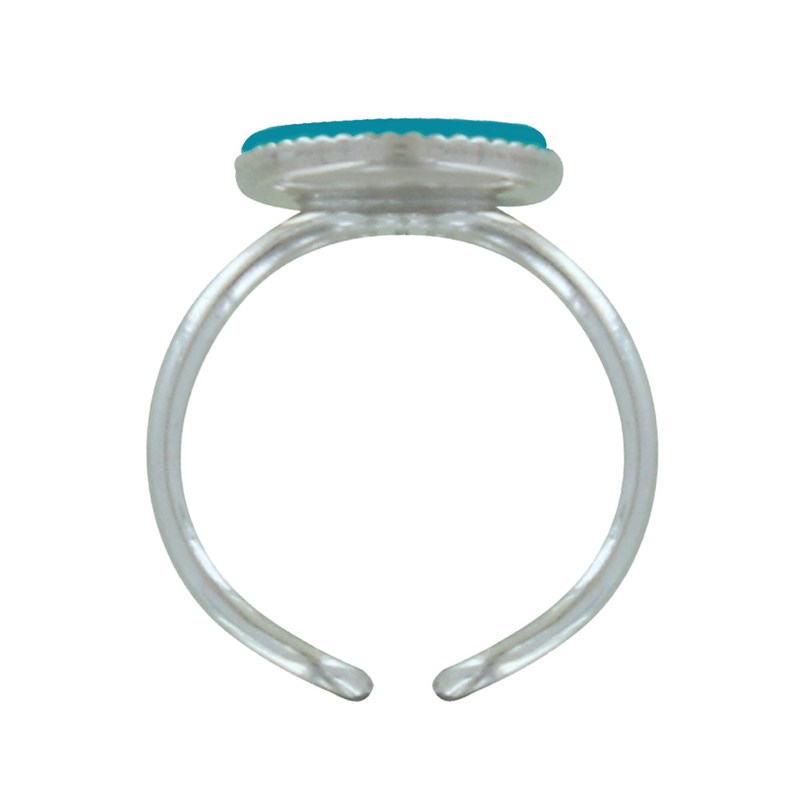 Bague Argent Rond Dentelé de Turquoise
