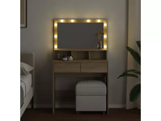 Coiffeuse avec LED chêne sonoma 80x41x134,5 cm
