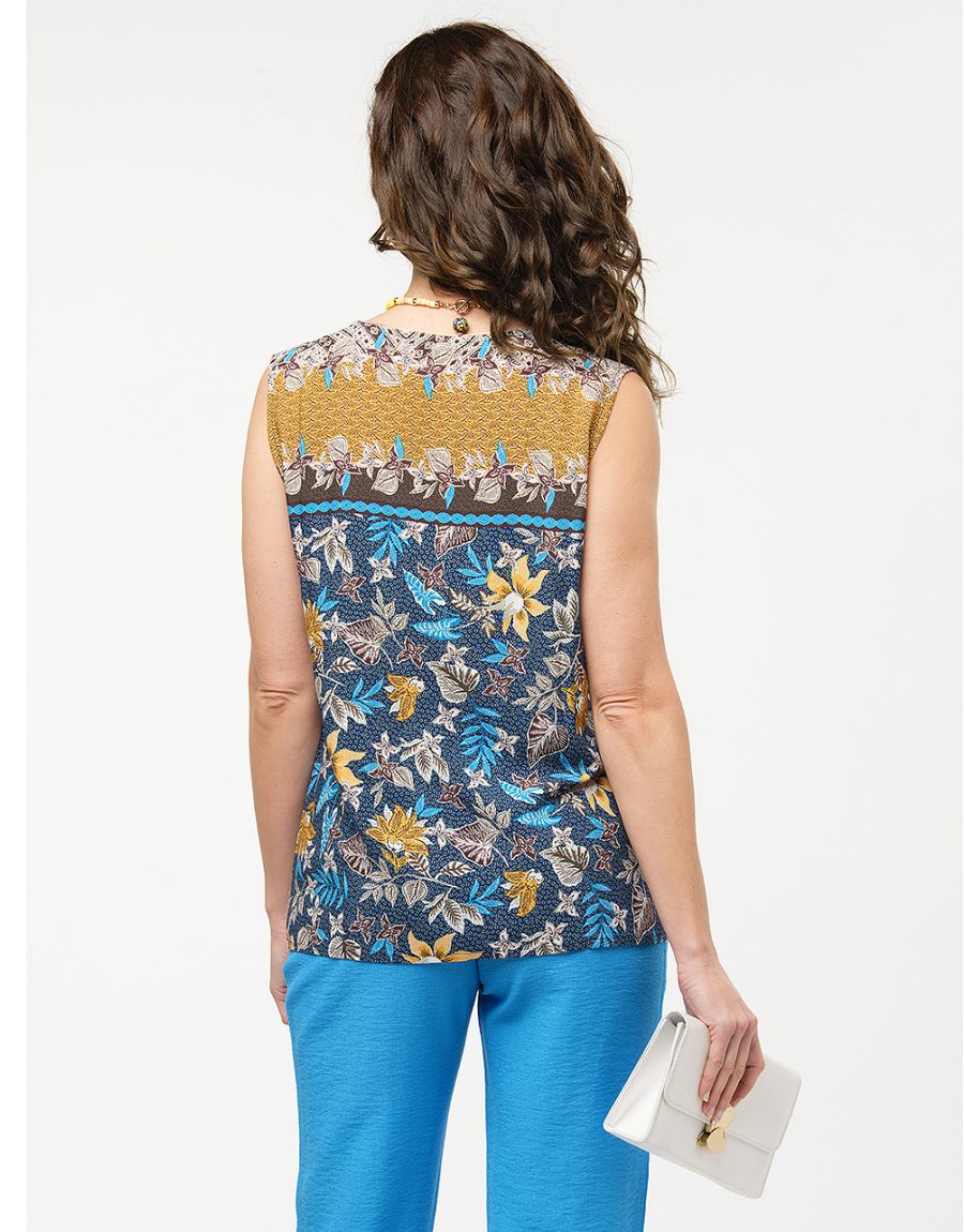 Top motifs floraux bleu