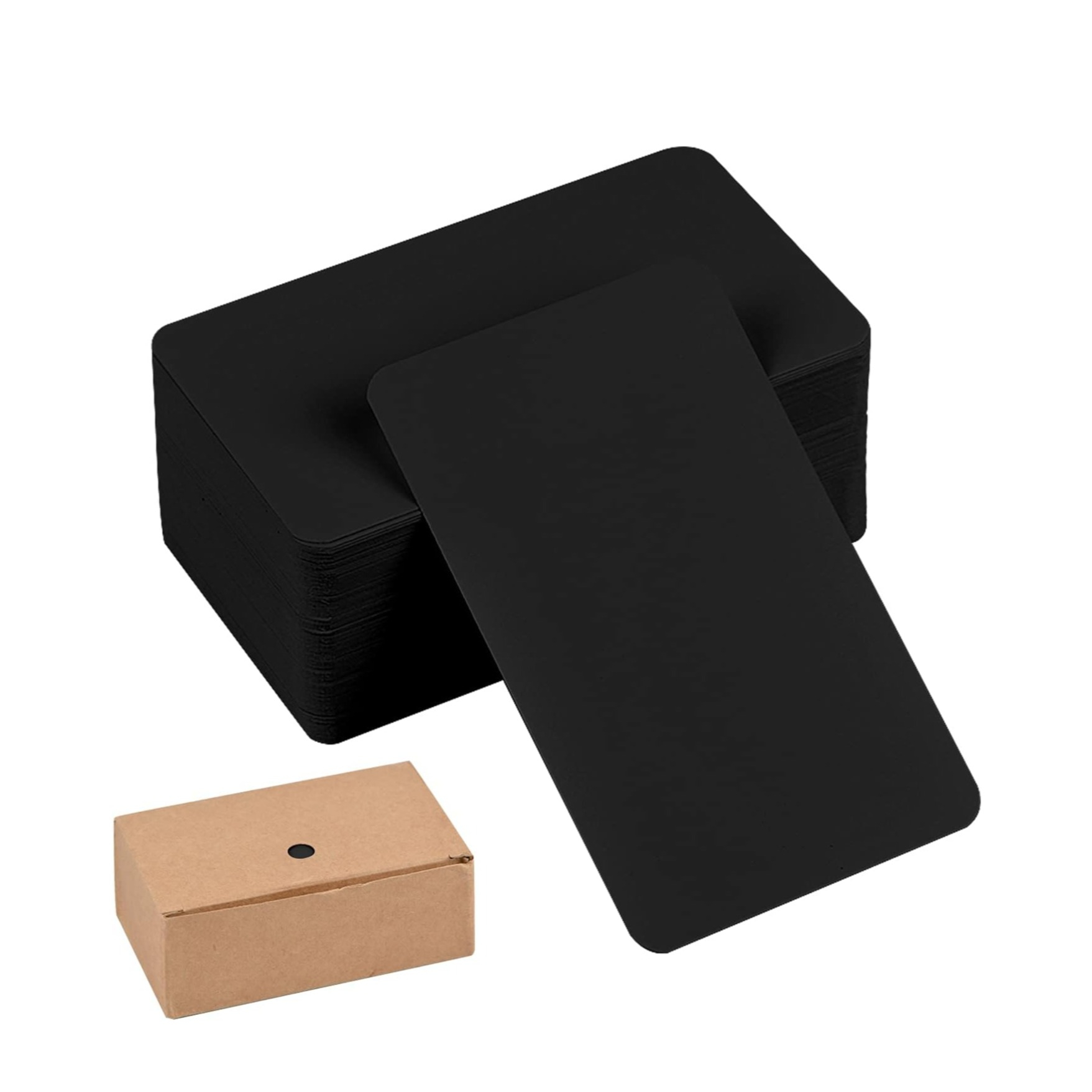 (100er Set) 89x52mm Kraftpapier Karten Blanco DIY Tischkarten Lern Karteikarten - Schwarz