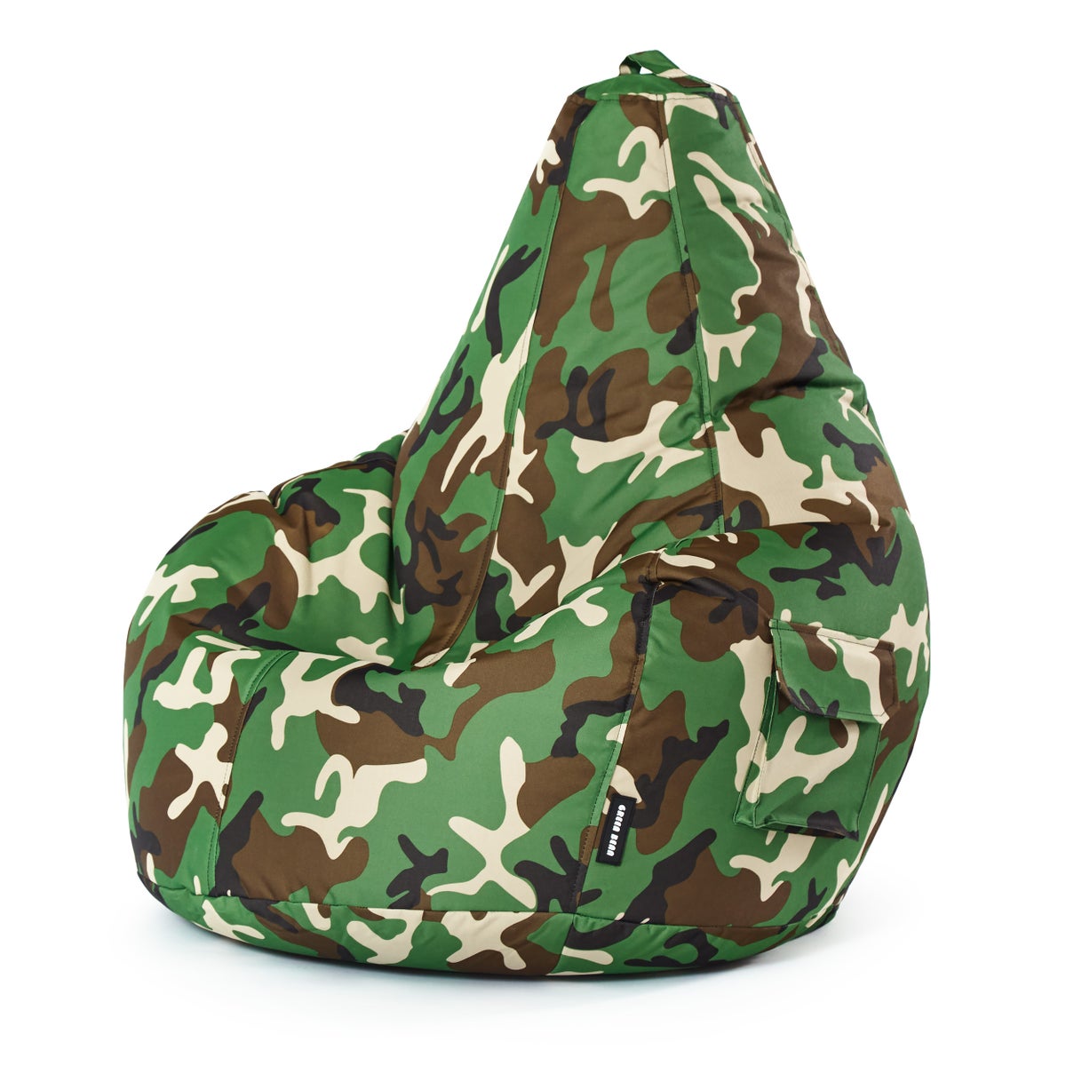 Green Bean Zitzak met rugleuning 80x70x90cm - Gaming stoel met 230L vulling, comfortabel, zacht, wasbaar - Zitzak vloerkussen, loungestoel, relaxstoel, gamerstoel, camouflagegroen