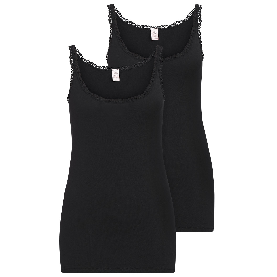 Gina Benotti 2 Damen Unterhemden mit Spitze schwarz