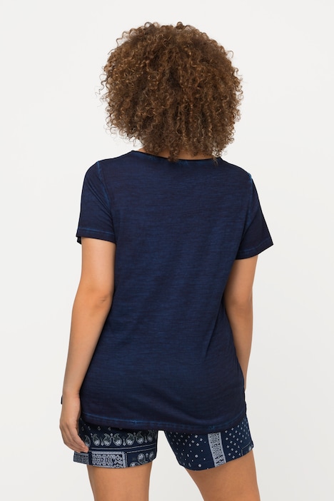 T-Shirt, Cut-Out, Slim, Rundhals, Halbarm, cold dyed
