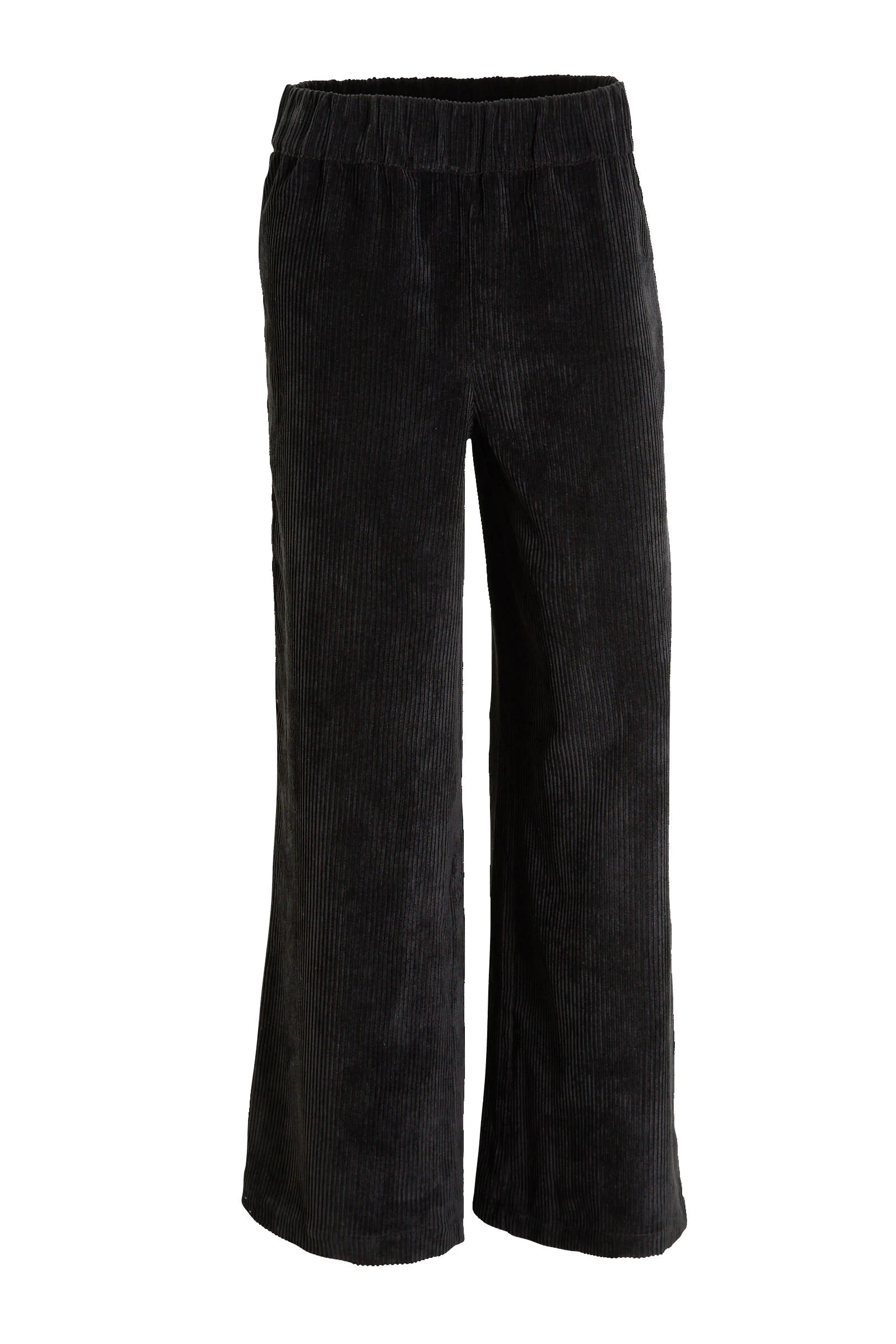anytime corduroy wide leg broek zwart