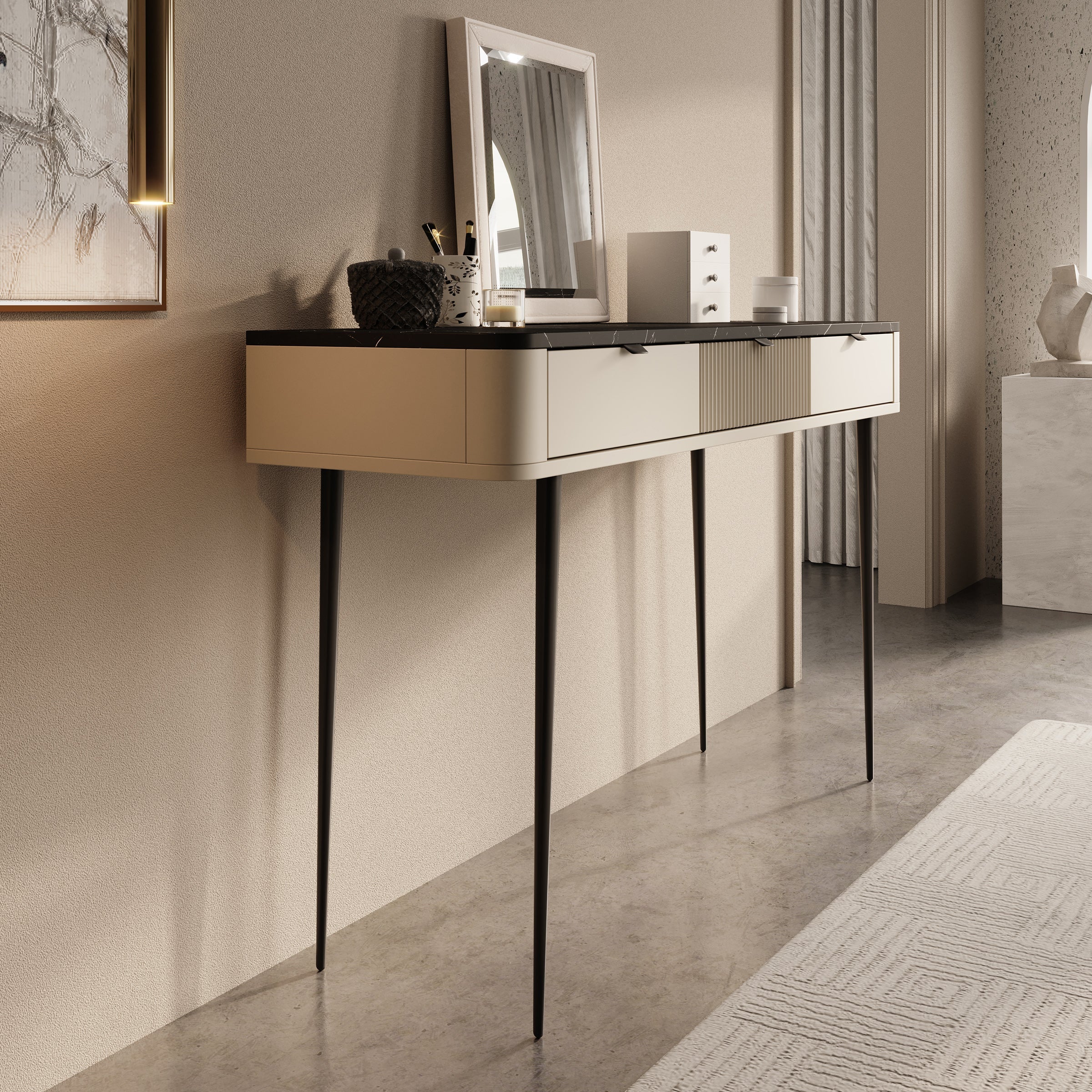 Meubella - Kaptafel Mace - Beige - 130 cm