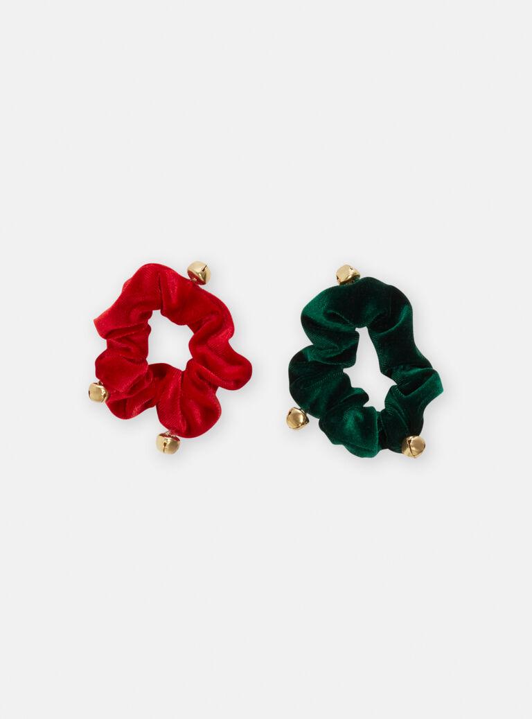 Lot de 2 chouchous velours à clochettes pour fille