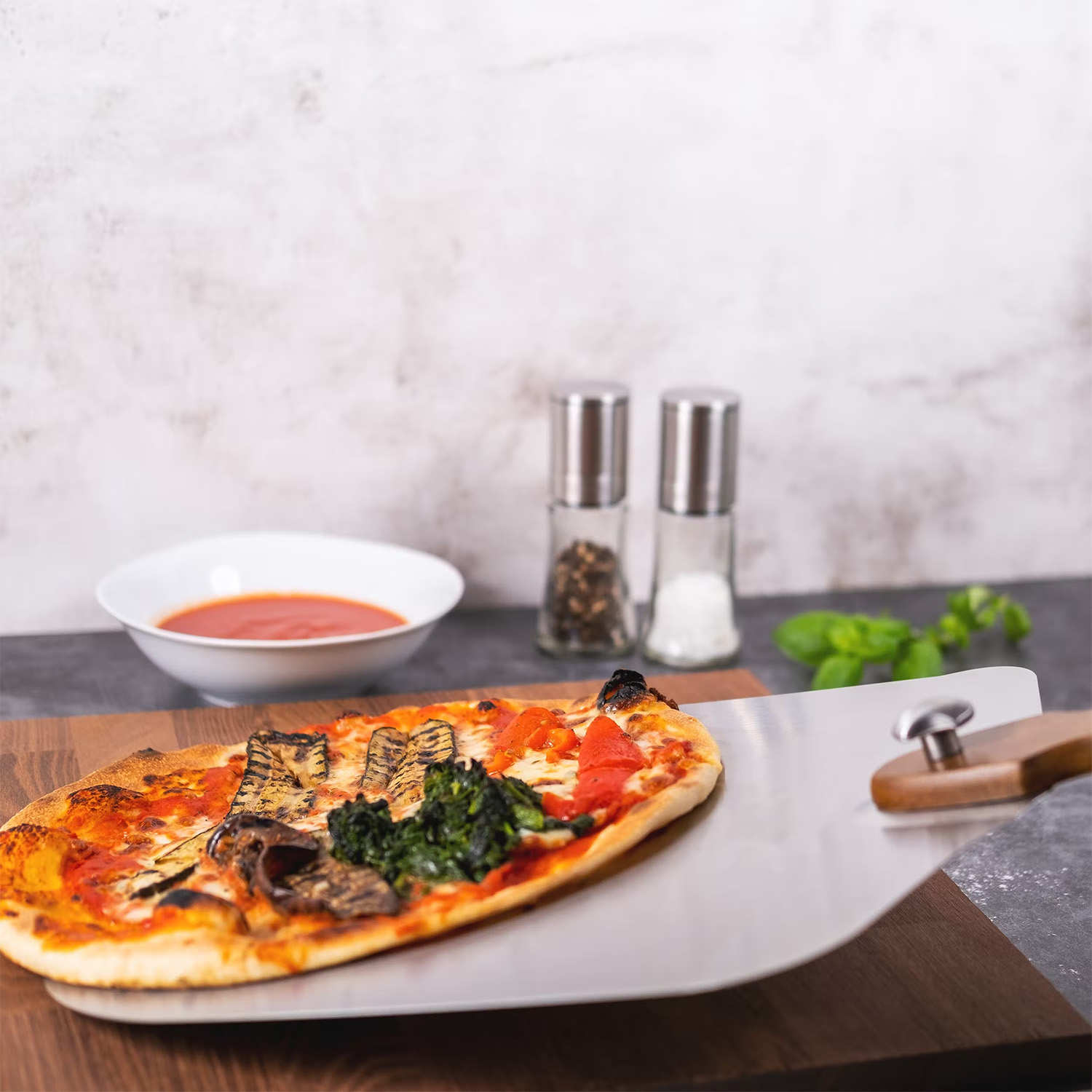 Pelle à pizza en inox - manche tournant - Ø 30cm