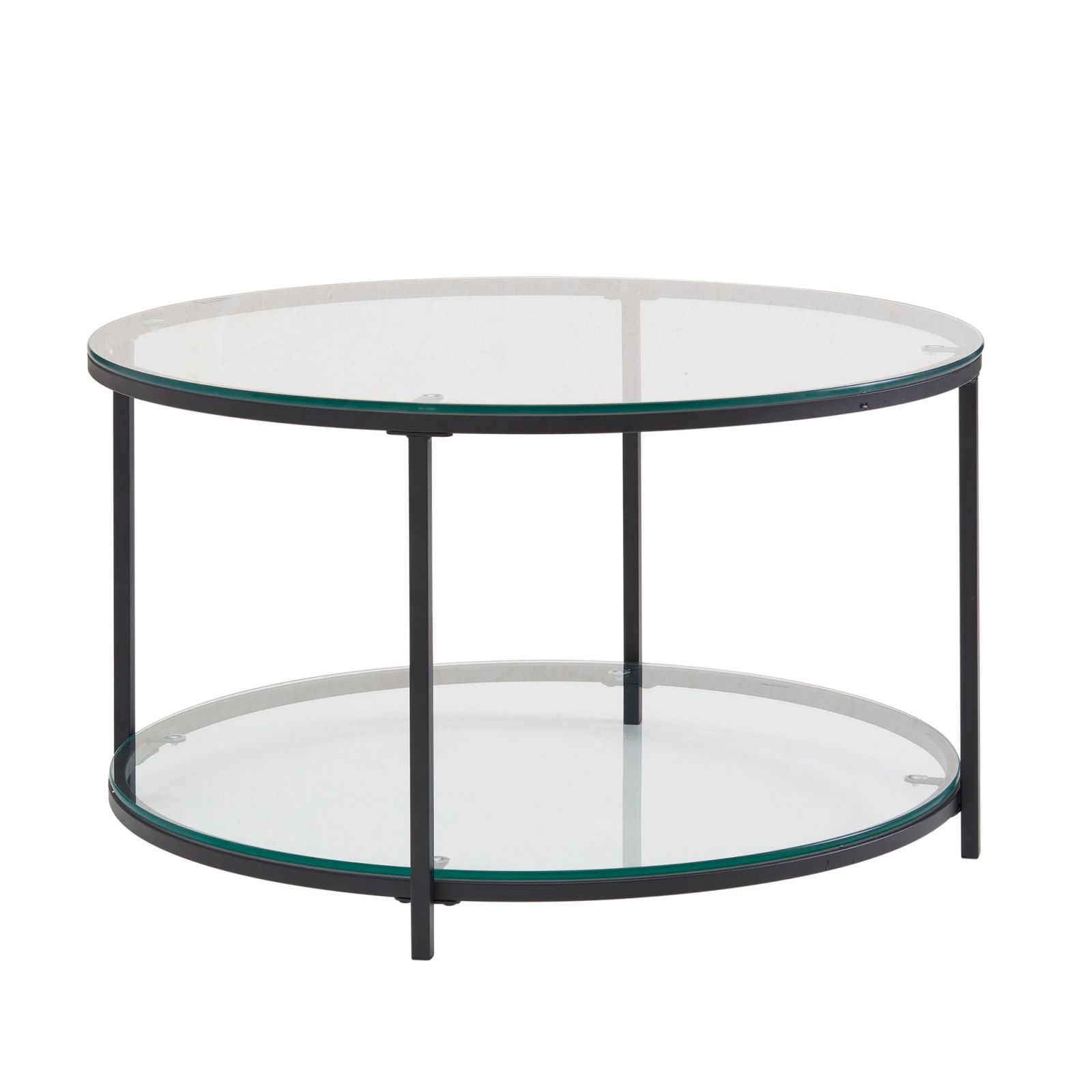 Couchtisch - schwarz - Glas - mit Ablage - 80 cm