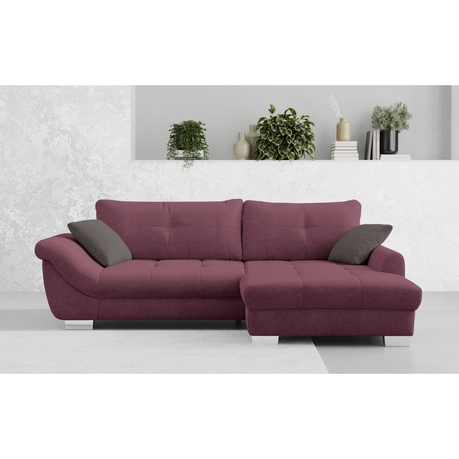 Ecksofa Carmen Stoff burgundy, Recamière rechts