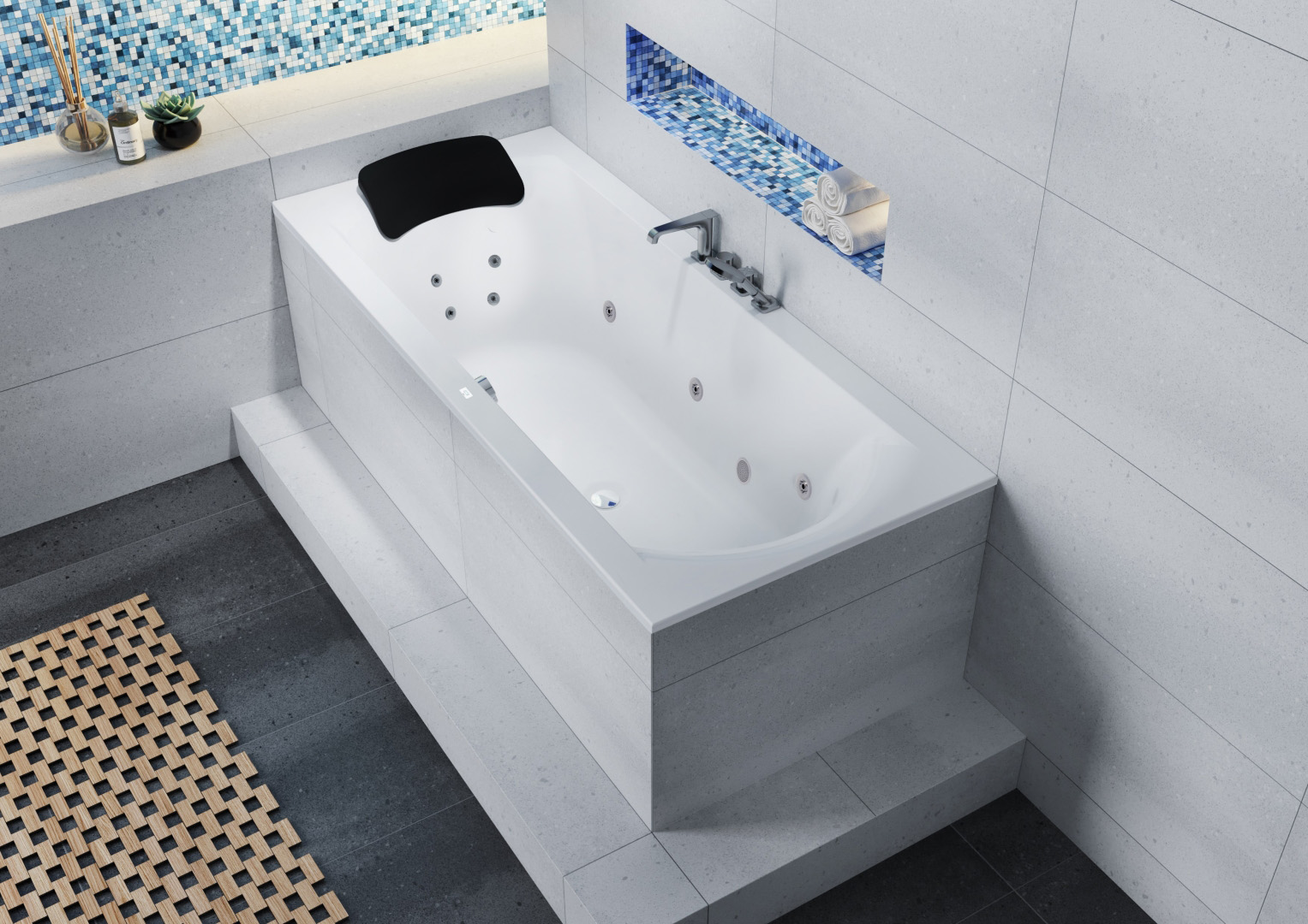 Riho Lima bubbelbad 190x90cm wit glans pneumatisch met 6   4   2 hydrojets