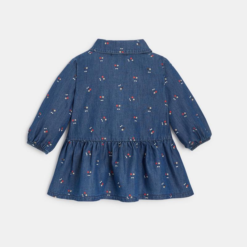 Robe en jean imprimé cerises bleue bébé fille Bleu