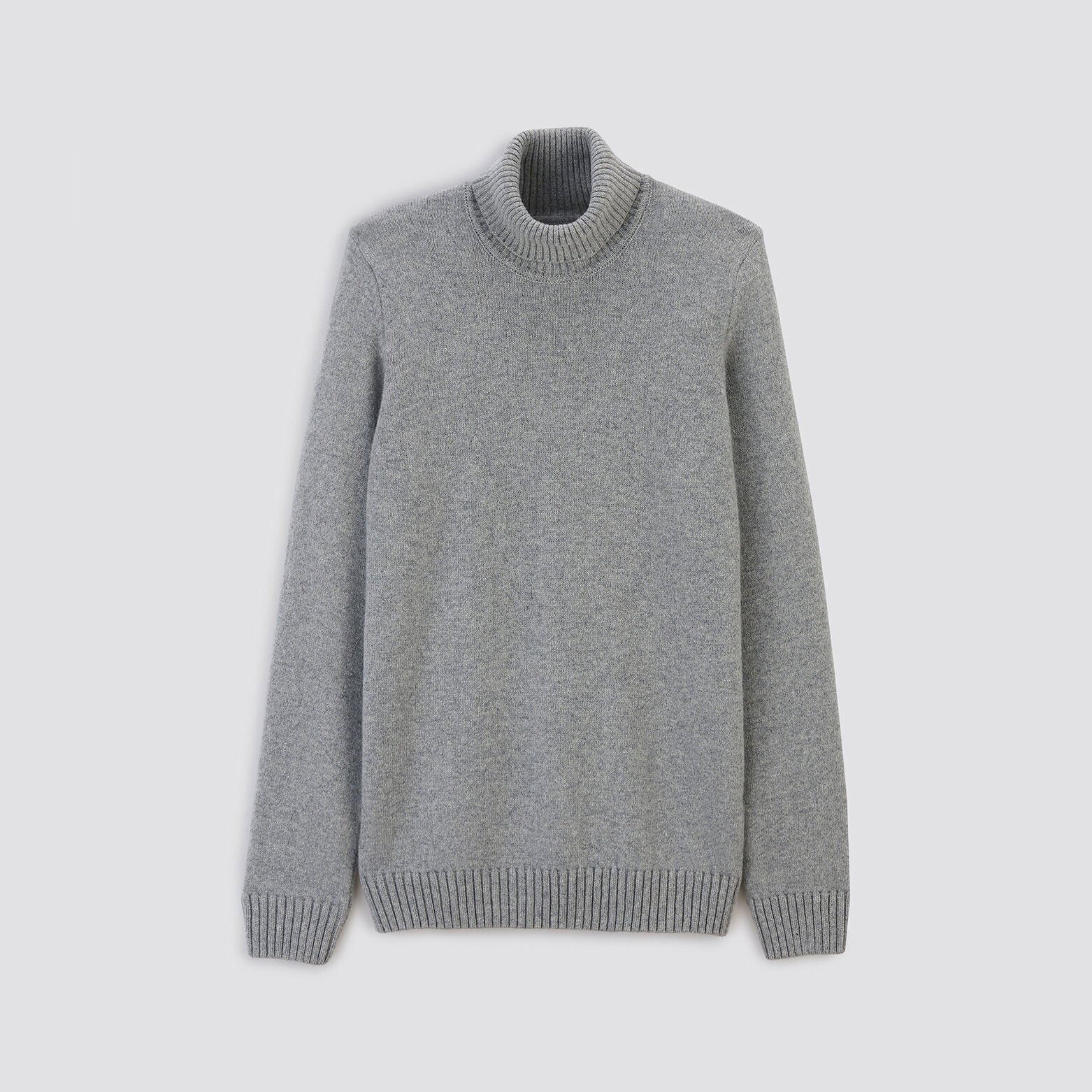 Pull col roulé en laine Gris moyen