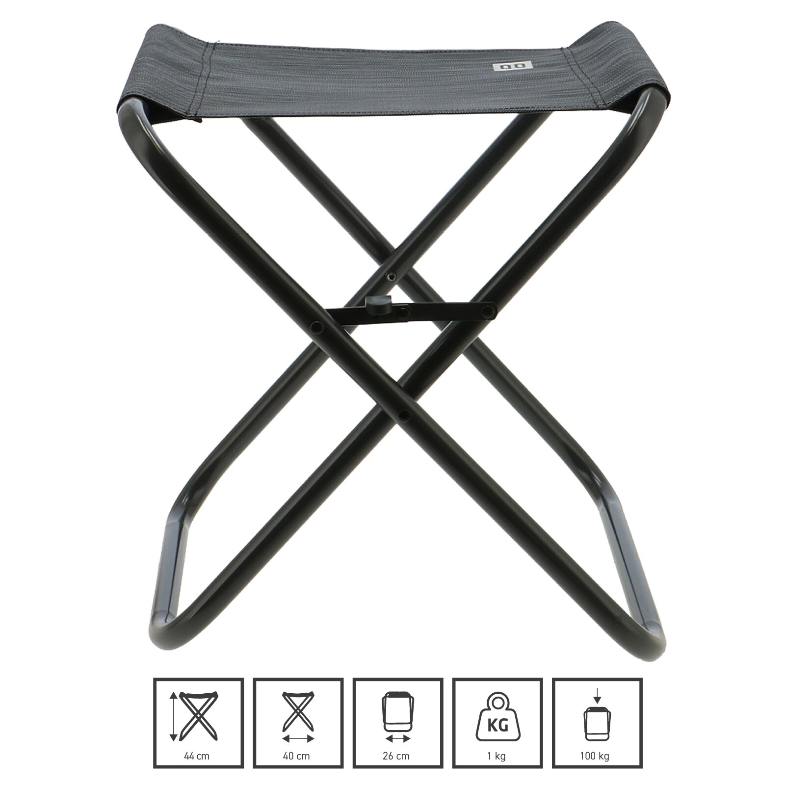 TRAVELLIFE Mini Falthocker Como Campinghocker Angel Hocker Faltbar Alu 100 kg Farbe: Blend grey