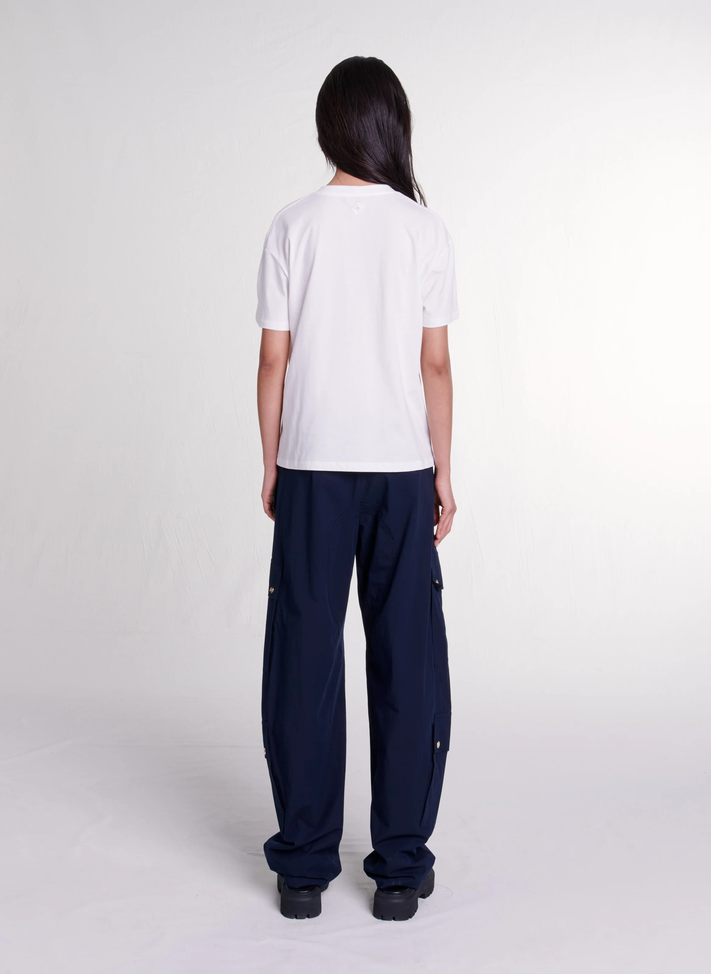 Tee-shirt droit col rond en coton | Blanc