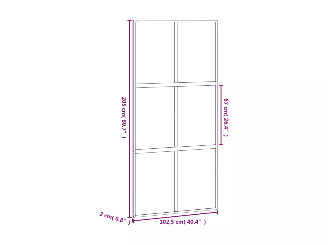 Porte coulissante noir 102,5x205 cm verre trempé aluminium