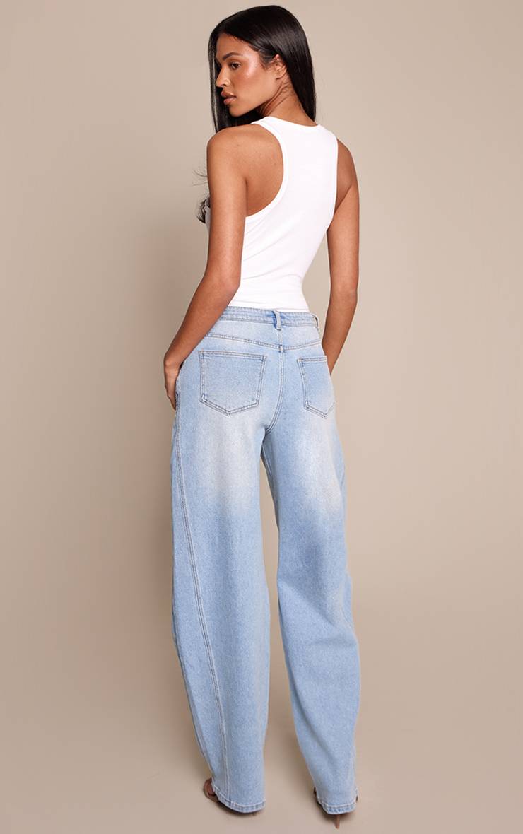 Jean Barrel Taille Mi-haute Stretch Bleu Moyen Tall