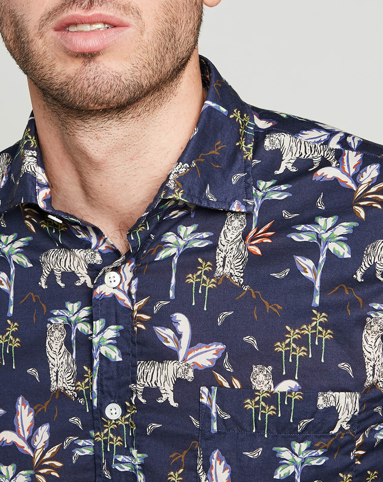 Hartford Chemise regular Paul jungle bleu marine