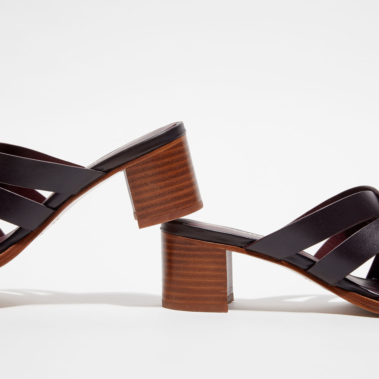 Avril Gau Mules en Cuir Pulan bordeaux - Talon 5,7 cm