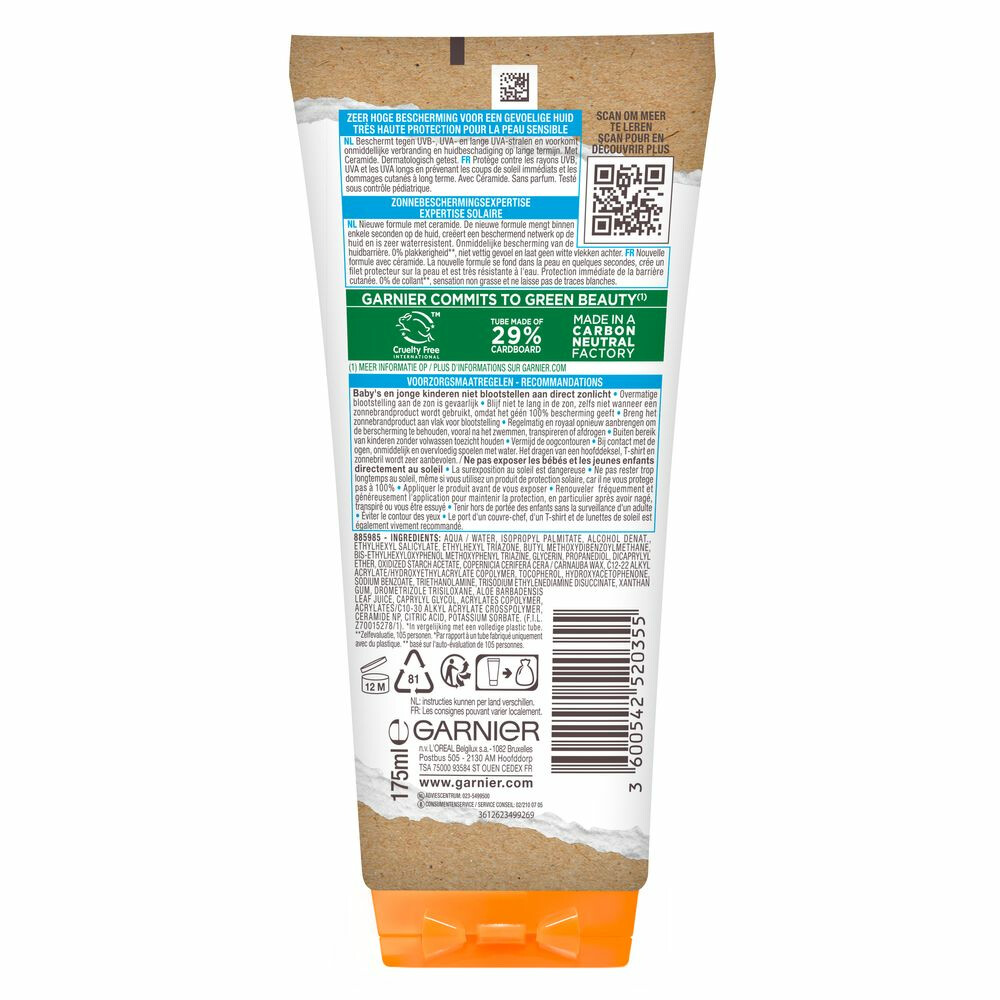 Garnier Ambre Solaire Sensitive Expert+ Zonnebrandmelk SPF 50+ Ceramide Protect175 ml