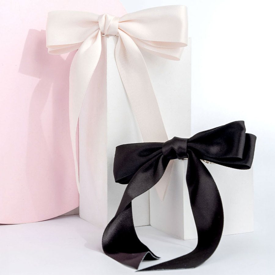Brushworks Satin Hair Bow Duo Black & White