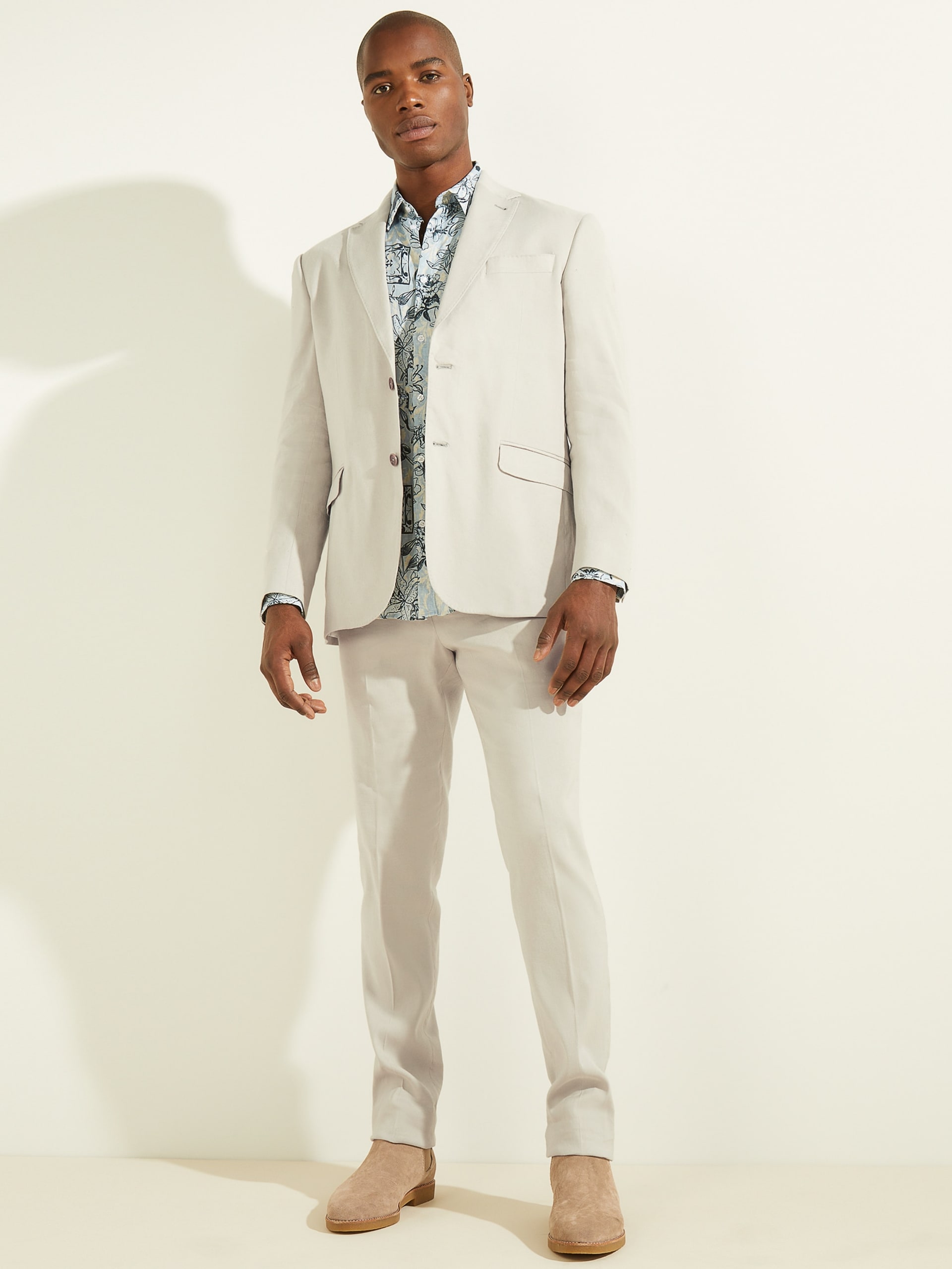 Blazer de linho misto com abotoamento simples