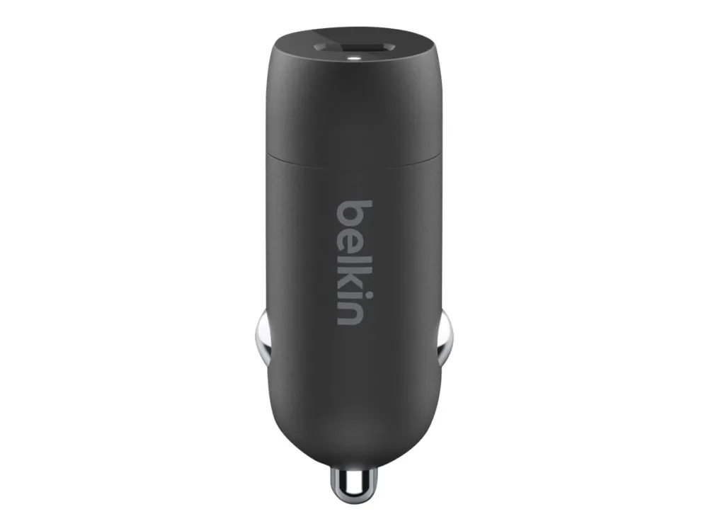 Belkin BoostCharge Car Charger - Bilstrømsadapter - 18 Watt - 3.6 A (24 pin USB-C) - på kabel: Lightning - sort
