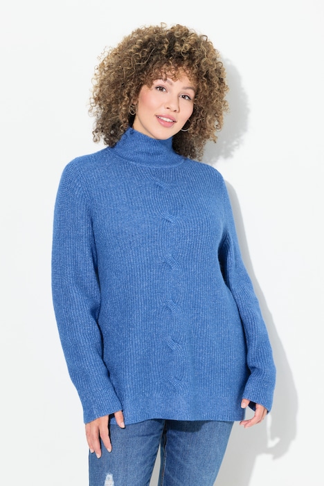 Pullover, Zopfmuster, Stehkragen, Langarm