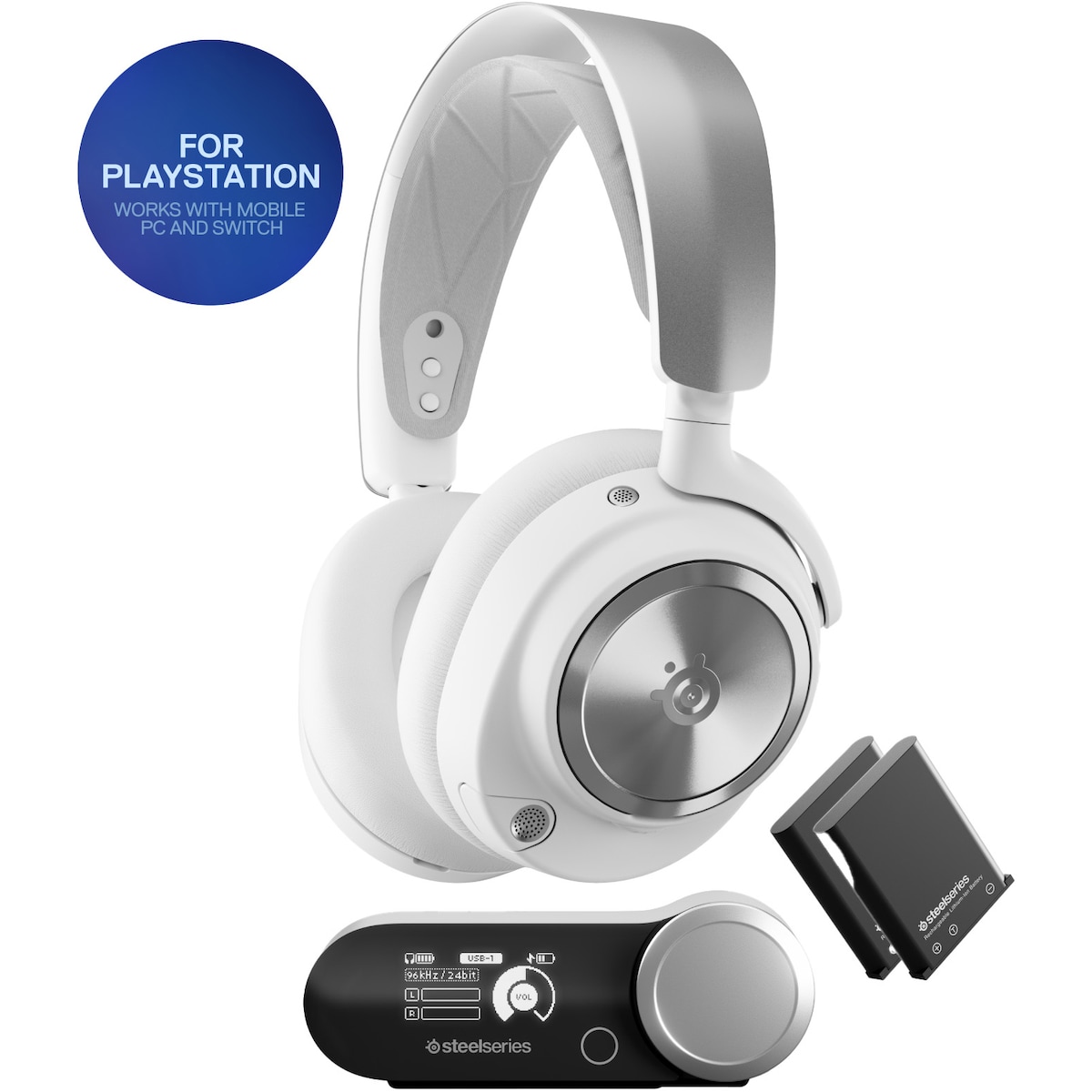 SteelSeries Arctis Nova Pro gamingheadset (PS5, hvit)