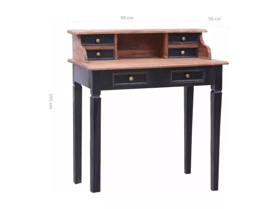 Bureau d'écriture et tiroirs 90x50x101 cm bois massif d'acajou
