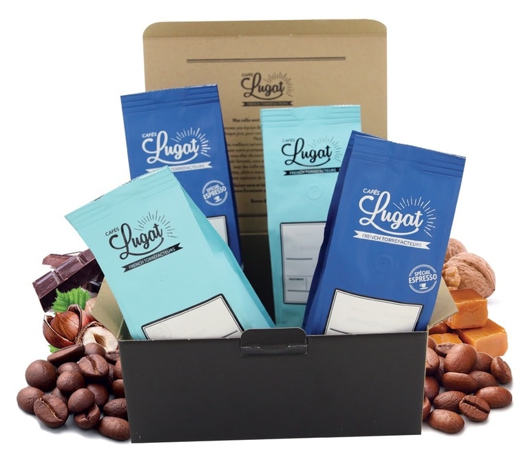 Coffret Gourmand Cafés Lugat (4 cafés en grains x 250g)